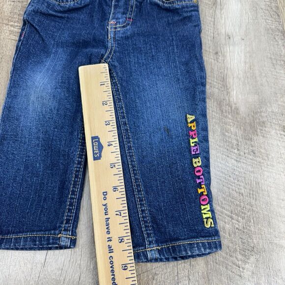 Vintage Apple Bottoms Jeans Baby Girls 3-6M Denim Blue Spell Out Logo Y2K 90s - Picture 9 of 10